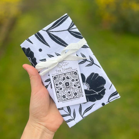 Black Poppy Tea Towel - Tea Towel - Kourtni Gunn Art
