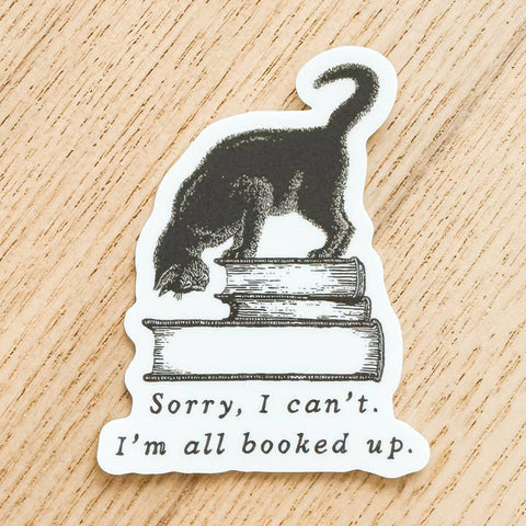 Booked Up Cat Vinyl Sticker - Sticker - Kinsfolk Stickers