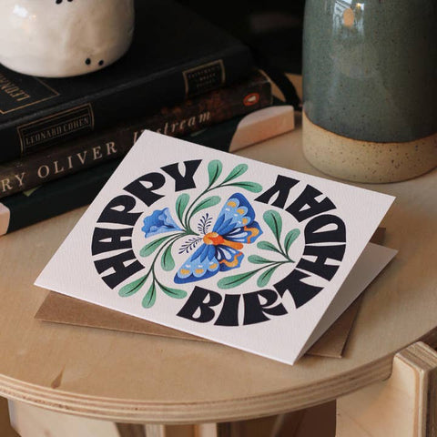 Butterfly Happy Birthday Greeting Card - Greeting Card - Julie Solvstrom Illustration
