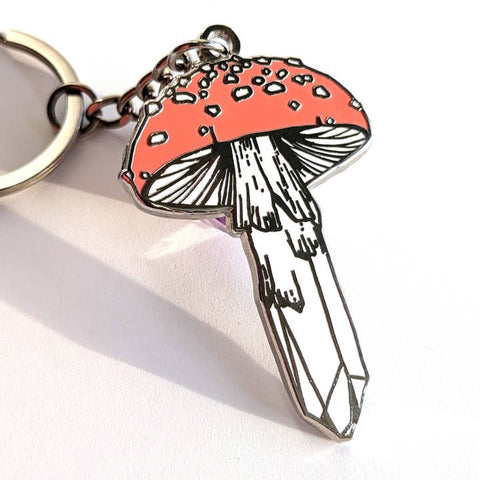 Crystal Mushroom Enamel Keychain - Keychain - Meli TheLover