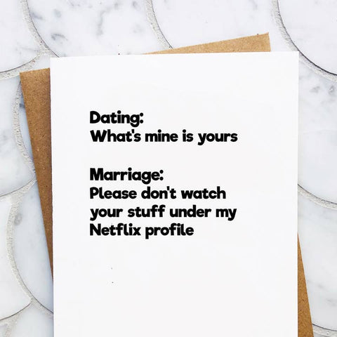 Dating Vs Marriage Card - Greeting Card - Top Hat and Monocle