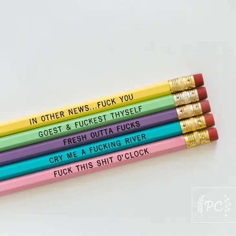 F - Bomb Pencil Set 2 - Notebook - Prairie Chick Prints