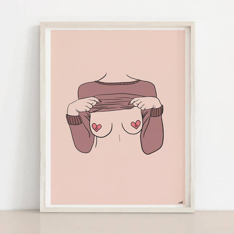Hearts Boobs Sweater Art Print - Art Print - Meli TheLover