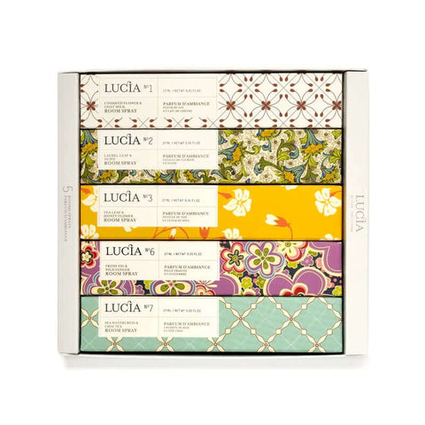 Lucia variety room spray gift set with five mini fragrances