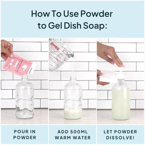 Plastic Free Dish Soap - Powder To Gel (Choose Scent) - Cleaner - Nature Bee