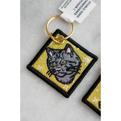Shut Up Everyone Cat Embroidered Keychain - Keychain - Stay Home Club