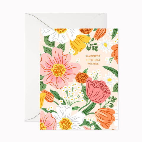Sunpetal Happiest Birthday Wishes Greeting Card - Greeting Card - Linden Paper Co.