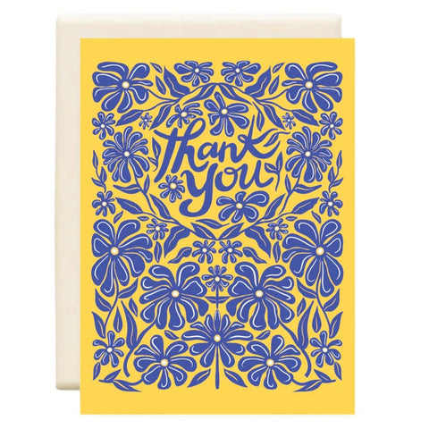 Thank You Card Yellow and Blue - Greeting Card - Inkwell Cards