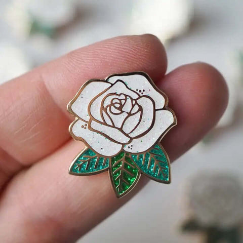 White Sparkle Rose Pin - Pin - LanaBetty