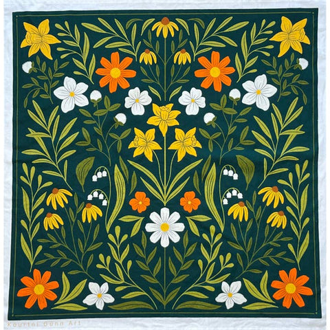 Yellow Green Flower Tea Towel - Tea Towel - Kourtni Gunn Art